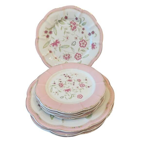 NEW Grace Teaware Pink Corn Flower 8” Salad Dessert Plates Set of 4 - Picture 13 of 16